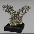 Artistic Silver Eagle Sculpture With Intricate Feather Details On Black Base 3d model