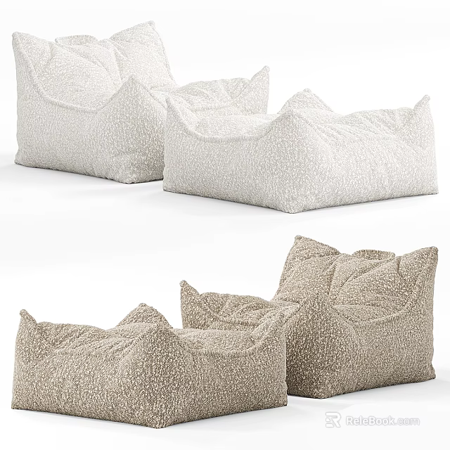 Cozy Modern Textured Bean Bag Chairs With Soft Fabric For Comfortable Living Room Seating 3d model 