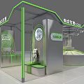 YDX Specialty Store Modern Interior With Green Accents Silver Displays And Circular Lighting