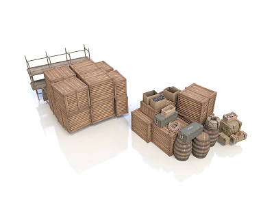 Sturdy Wooden Storage Boxes With Stackable Design And Shelving For Home Organization Needs 3d model