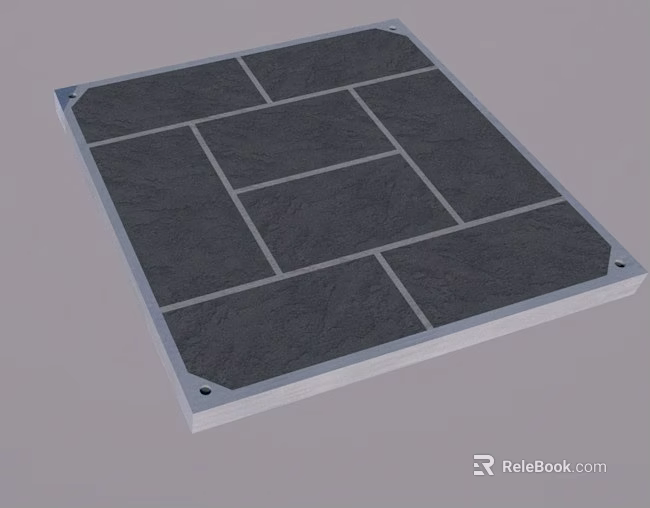 Gray Interlocking Paving Slab Design For Road Surface Construction With Square Tiles 3d model 