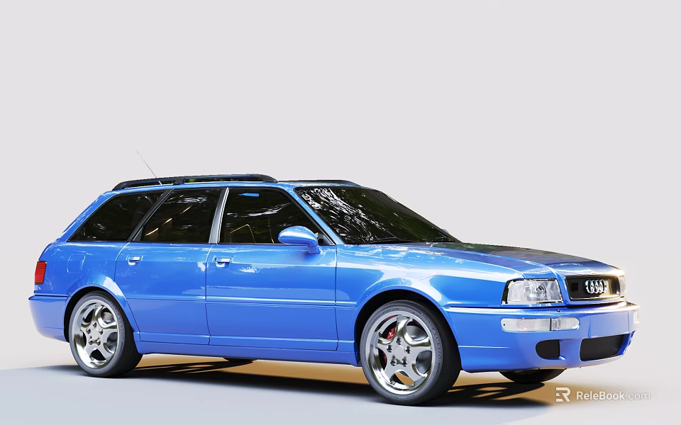 Blue Audi Wagon Car With Shiny Body And Alloy Wheels 3d model 
