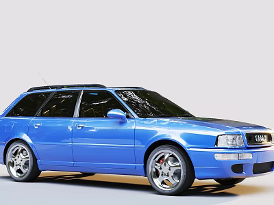 Blue Audi Wagon Car With Shiny Body And Alloy Wheels 3d model