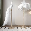 Elegant Feather Floor Lamps With Peacock Design And Gold Base For Modern Interior Decor