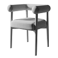Modern Luxury Accent Chair With Soft Upholstered Seat Curved Armrests And Wooden Legs