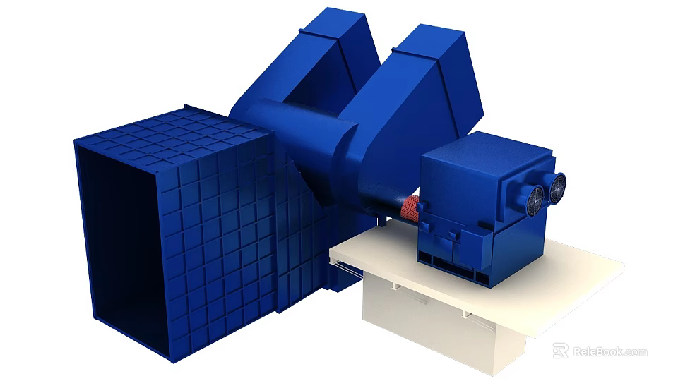 Blue Industrial Equipment With Mechanical Structure Motor Component And Platform Base 3d model 