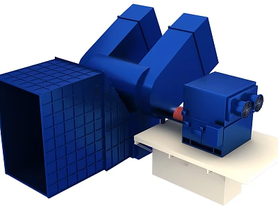 Blue Industrial Equipment With Mechanical Structure Motor Component And Platform Base 3d model