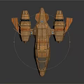 Futuristic Brown Interstellar Spaceship 3D Model With Detailed Wings And Engines