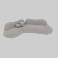 Modern Light Gray Boucle Curved Comfortable Multi Seater Sofa With Unique Spherical Decorative Cushions