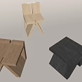 Minimalist Wooden Stools In Different Colors With Geometric Leg Design