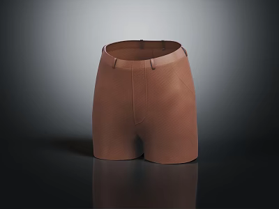 Brown Textured Knit Shorts With Adjustable Waistband For Comfortable Modern Wear 3d model