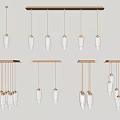 Modern Transparent Glass Pendant Chandeliers With Multiple Hanging Elements For Interior Lighting 3d model