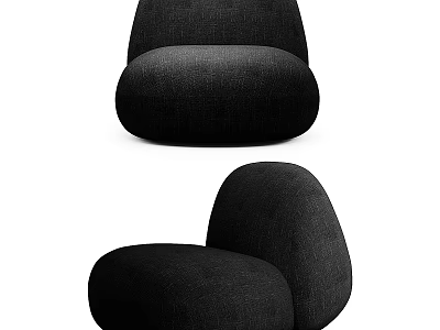 Modern Black Single Sofa With Rounded Design And Comfortable Fabric Upholstery 3d model