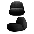 Modern Black Single Sofa With Rounded Design And Comfortable Fabric Upholstery