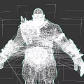Bald Bearded Game Movie Warrior Character With Shirtless Torso Skull Belt And Spiked Armor