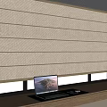 Modern Laptop on Wooden Desk with Mouse and Smartphone near Window Roller Blinds