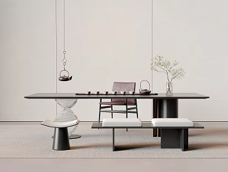 Tea table and chair combination 3d model
