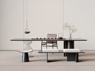 Tea table and chair combination 3d model