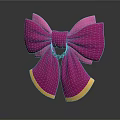 Pink Satin Decorative Bow With Yellow Trim For Daily Use Accessories