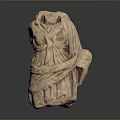 Ancient Human Figure Sculpture Carving With Detailed Clothing Texture In Stone Material