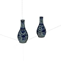 Pair of Blue and White Vases with Intricate Floral Patterns and Classic Design