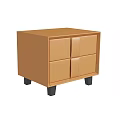 Modern Brown Bedside Table With Two Panel Drawers And Black Legs 3d model