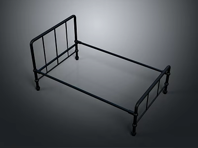 Black Metal Bed Frame With Simple Modern Design And Sturdy Structure 3d model