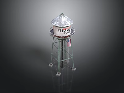 Stella Pop Water Tower With Metal Frame And Transparent Dome Structure 3d model