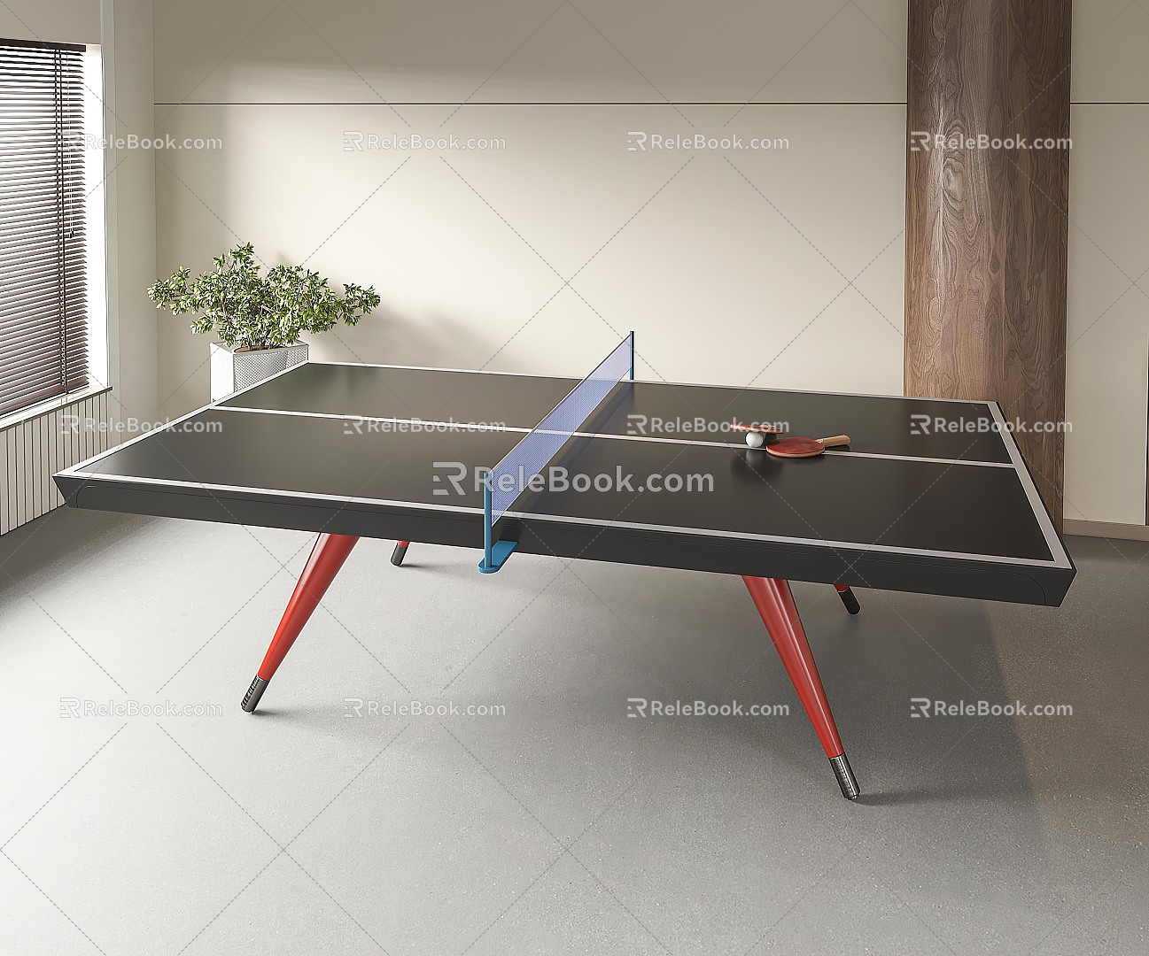 modern table tennis table table tennis room 3d model