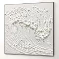 White Textured Abstract Painting With Wavy Impasto Brushstrokes On Canvas