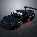 Sleek Black Race Car With Mobil Logo Rear Wing And Red Accents