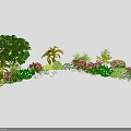 Lush Garden Landscape Design With Diverse Trees Palm Plants And Colorful Flower Arrangement