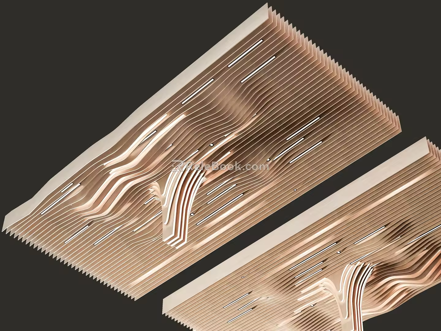 Modern Ceiling Modern Aluminum Square Ceiling Wood Grille Ceiling Package Column Shape Column Wave Shape Ceiling Column 3d model