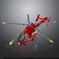 Red Space Mission Helicopter Featuring Yellow Gray Rotors And Red Fuselage Design