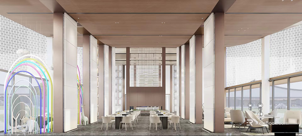 Modern Real Estate Sales Office Interior With Spacious Layout And Comfortable Seating 3d model 