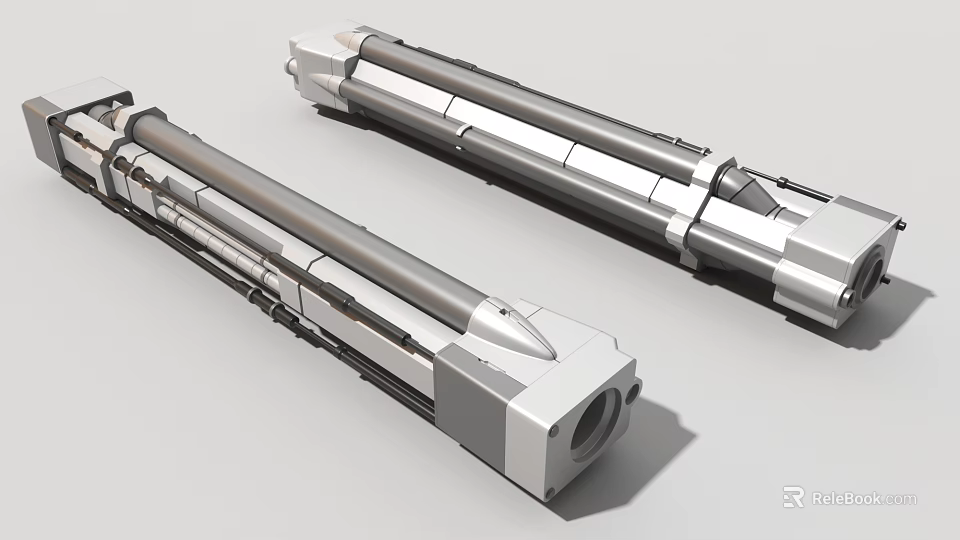 Precision Industrial Equipment With Metallic Cylindrical Body And Mechanical Connection Components 3d model 