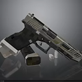 Polygonal Pistol Weapon 3D Model With Metallic Texture And Reflective Surface