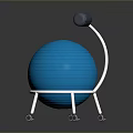 Blue Fitness Ball Chair with Black Backrest Metal Frame and Wheels