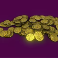 Luxury Jewelry Collection Showcasing Shiny Gold Coins With Intricate Patterns