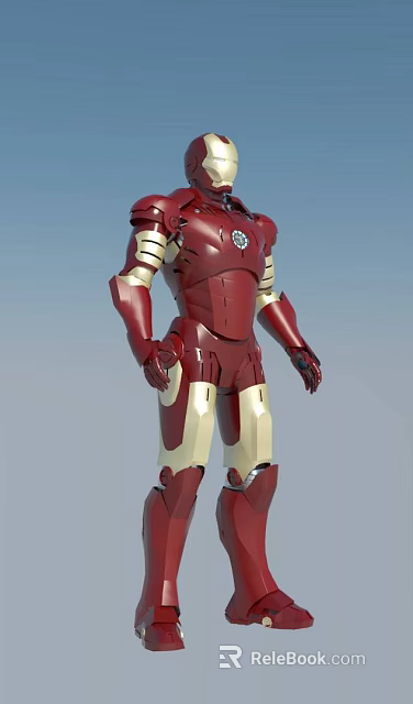 Iron Man Superhero Character In Red And Gold Armor Standing Pose 3d model 