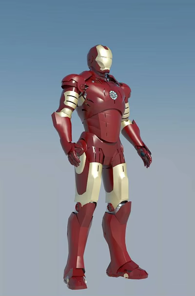 Iron Man Superhero Character In Red And Gold Armor Standing Pose 3d model