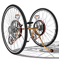 Modern Bicycle With Large Wheels Orange Frame Brown Seat And Stylish Design