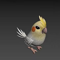 Cute Game Movie Character Parrot With Yellow Crest White And Yellow Feathers And Pink Beak
