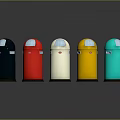 Row of Colorful Trash Bins With Lids In Various Colors For Public Areas