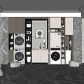 Practical Home Balcony Interior Design With Washing Machines Dryers And Storage Cabinets