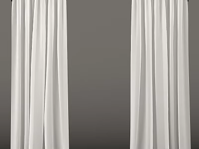 White Sheer Curtains Two Panels for Home Window Decor with Lightweight Fabric 3d model