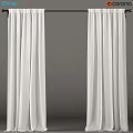 White Sheer Curtains Two Panels for Home Window Decor with Lightweight Fabric 3d model