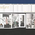 Couture Storefront With Illuminated Sign And Fashion Window Display Design