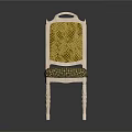 Classic White Frame Chair With Green Backrest And Checkered Seat Cushion