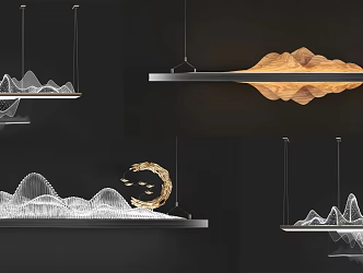 New Chinese Mountain Chandelier Combination 3d model